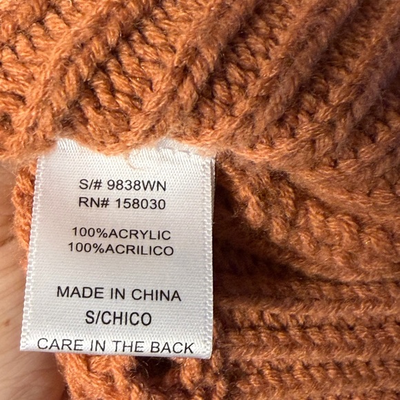 Love Tree Womens Oversized Cropped Orange Rust Knit Sweater W Balloon Sleeves S - Picture 12 of 12